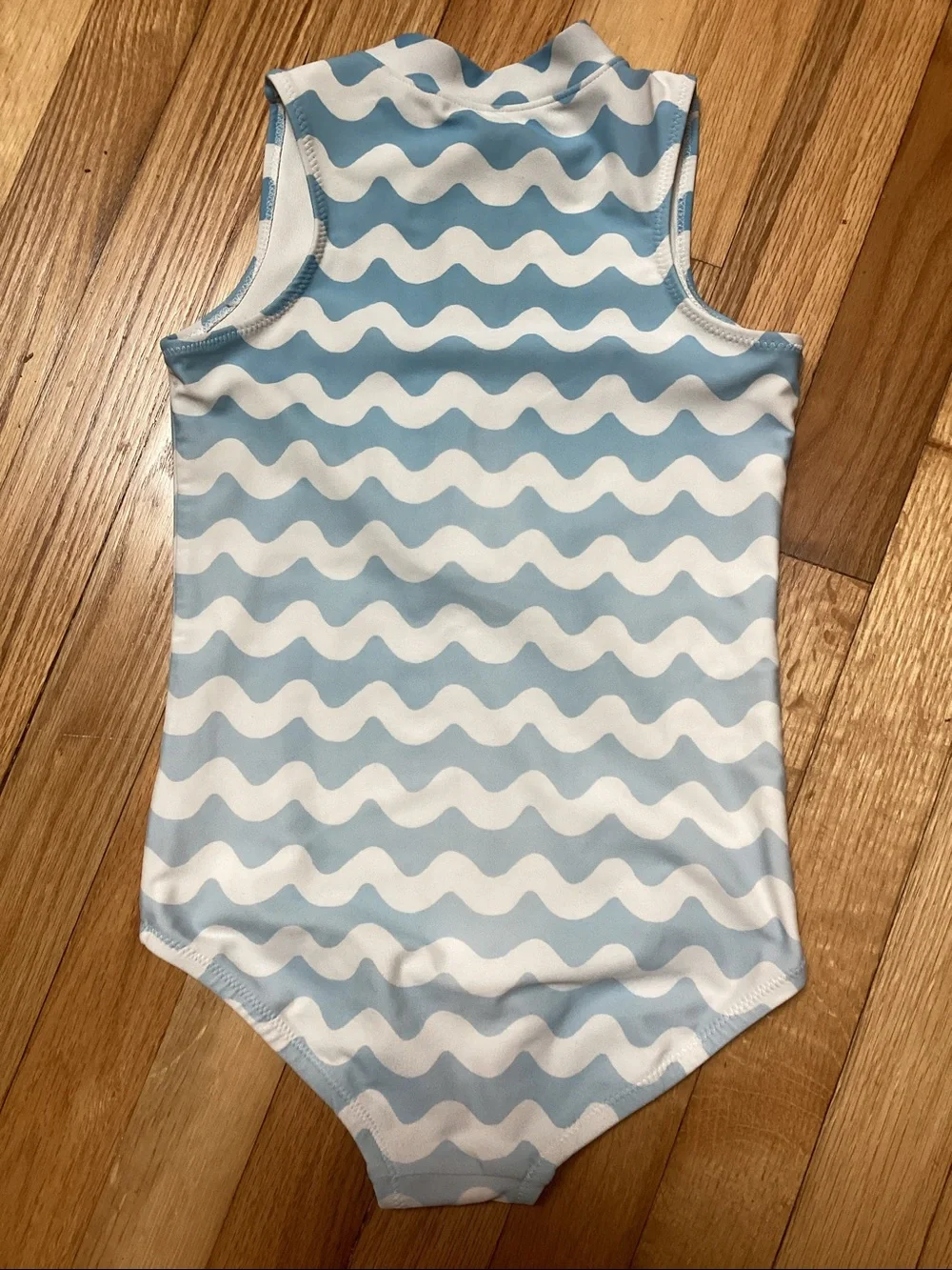 Primary One Piece Zip Front Swimsuit Blue Waves size 6-7